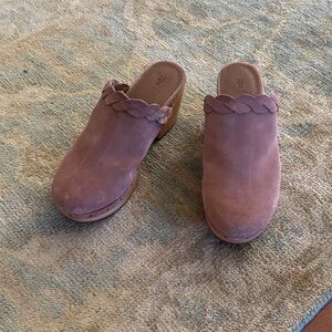 Frye Pink Suede Mules